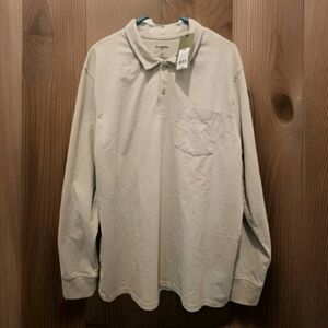 Goodfellow & Co Mens Long Sleeve Pocket Polo Shirt Cream Size XXL New With Tags